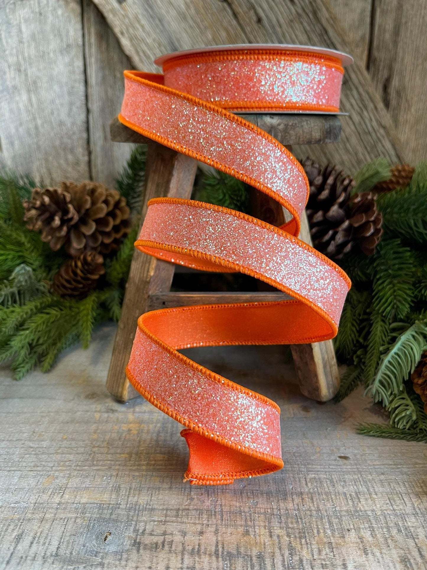 1" Orange Sugar Frost Ribbon, Farrisilk Ribbon, Orange Ribbon
