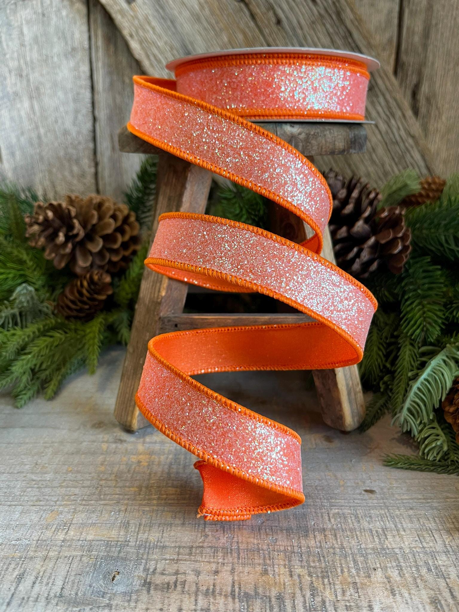 1" Orange Sugar Frost Ribbon, Farrisilk Ribbon, Orange Ribbon