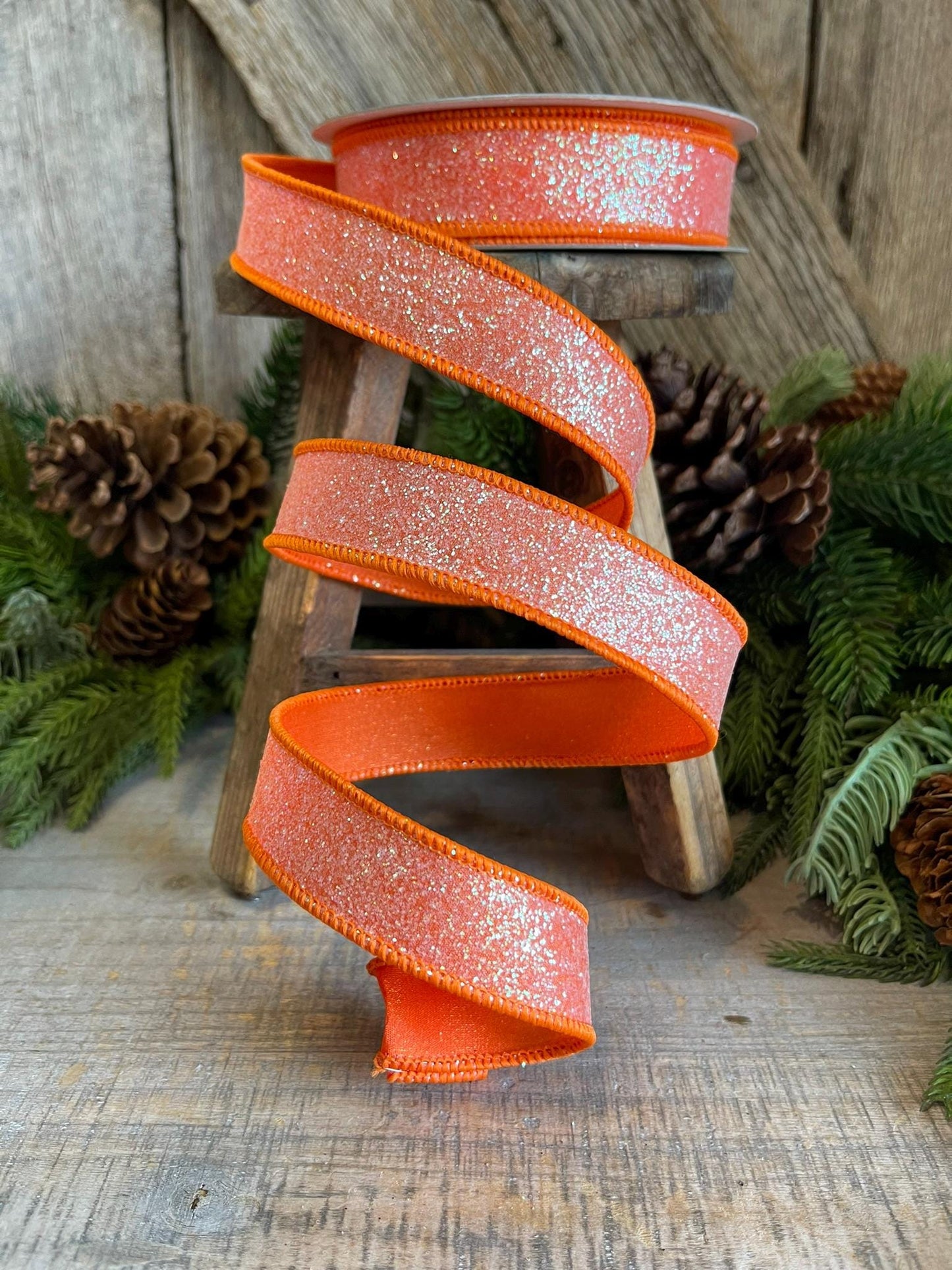 1" Orange Sugar Frost Ribbon, Farrisilk Ribbon, Orange Ribbon