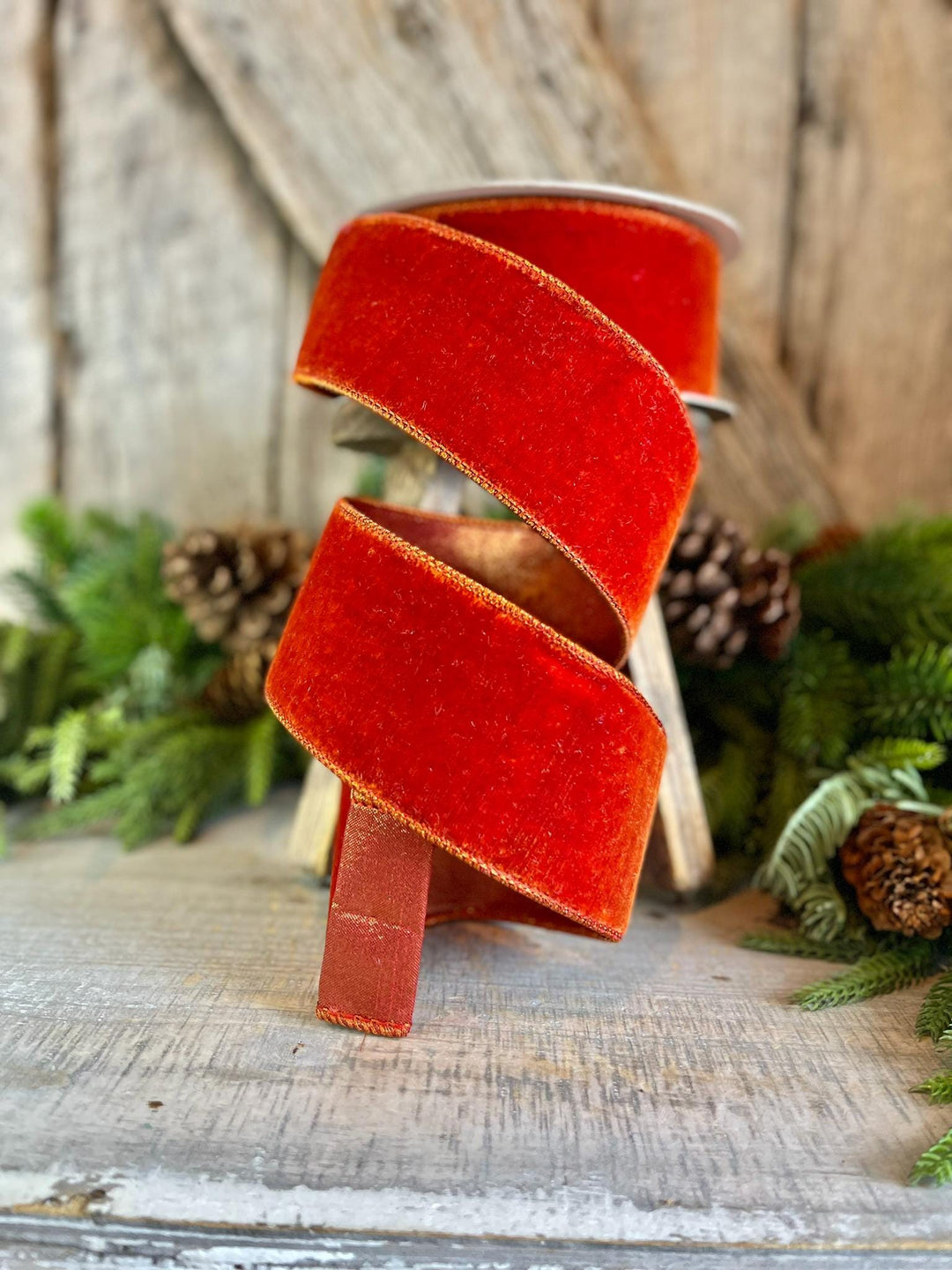 2.5" Cinnamon Velvet Ribbon, Farrisilk ribbon, fall velvet