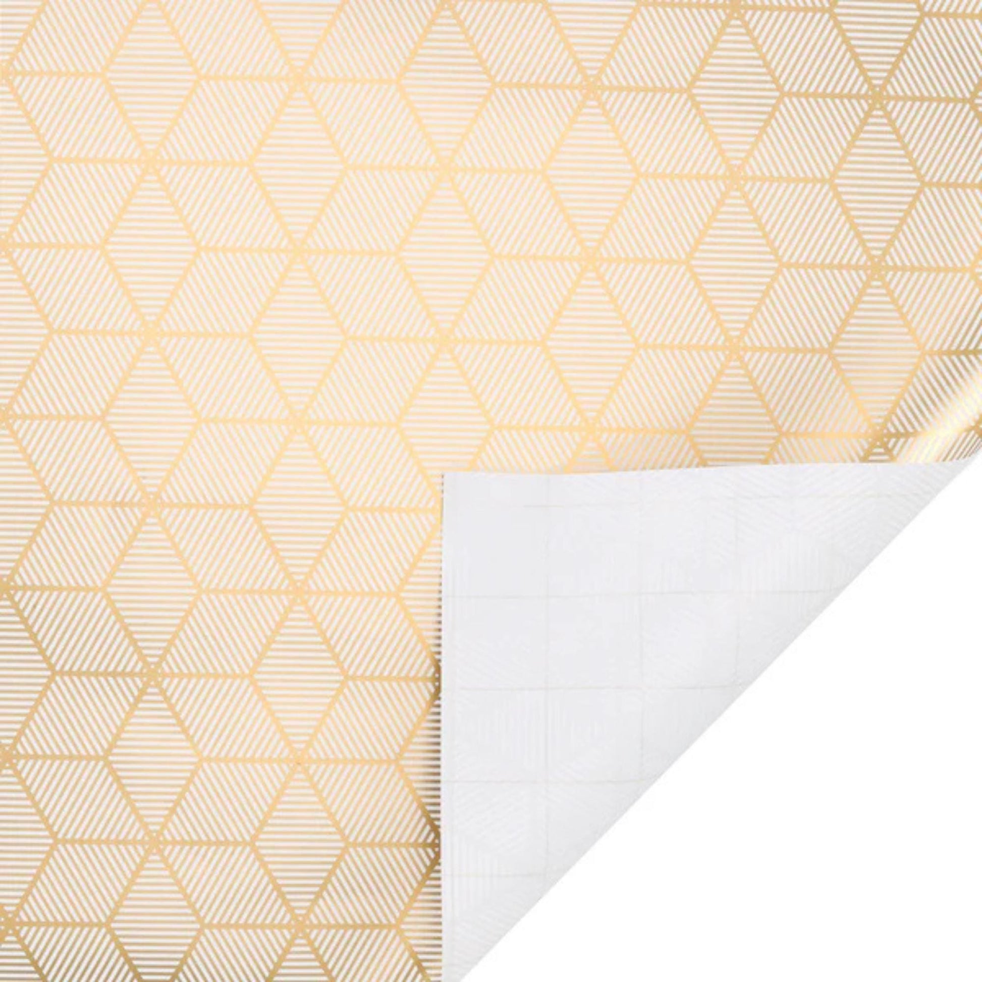 30" x 10' White Gold Geometric Wrapping Paper, White and Gold Wrapping Paper