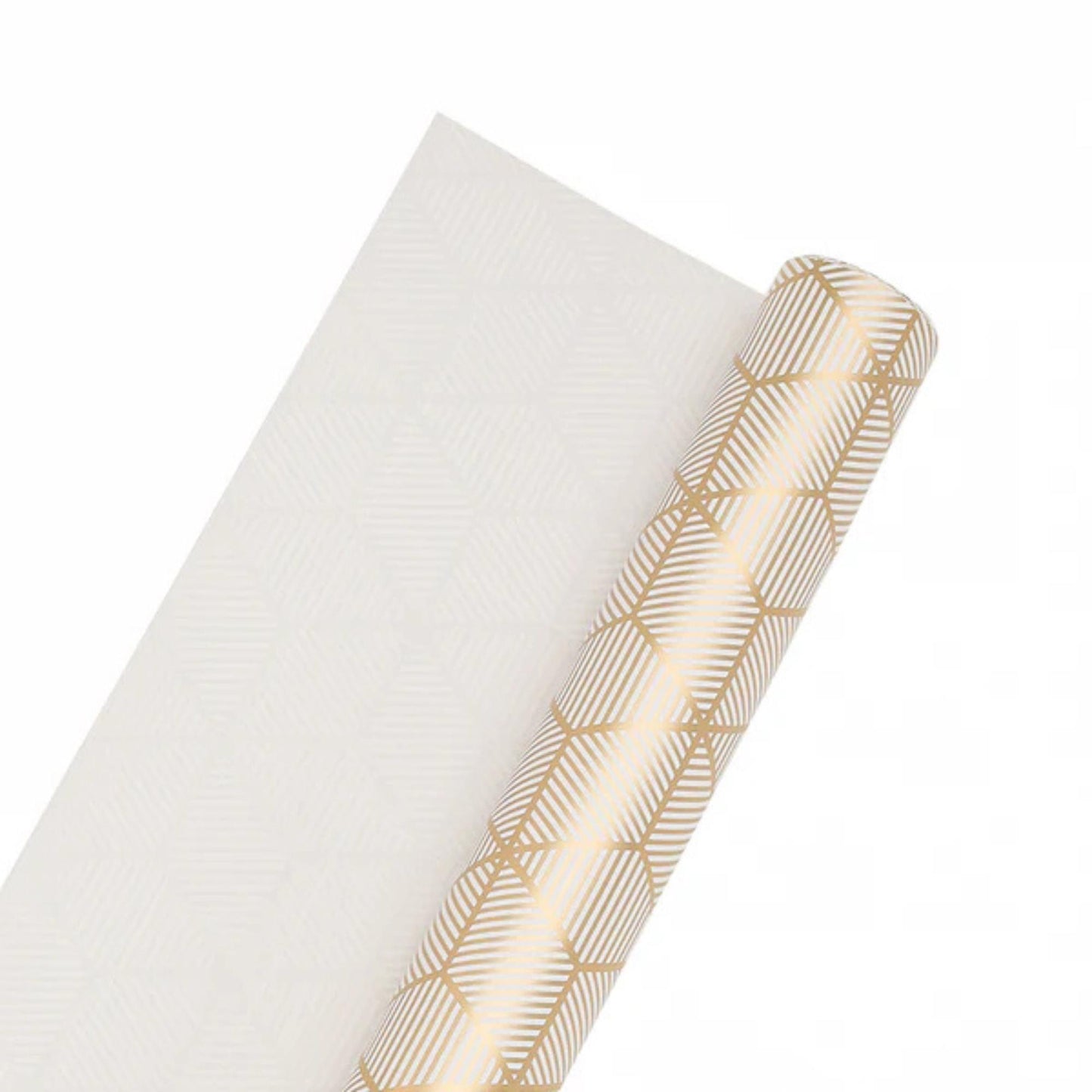 30" x 10' White Gold Geometric Wrapping Paper, White and Gold Wrapping Paper
