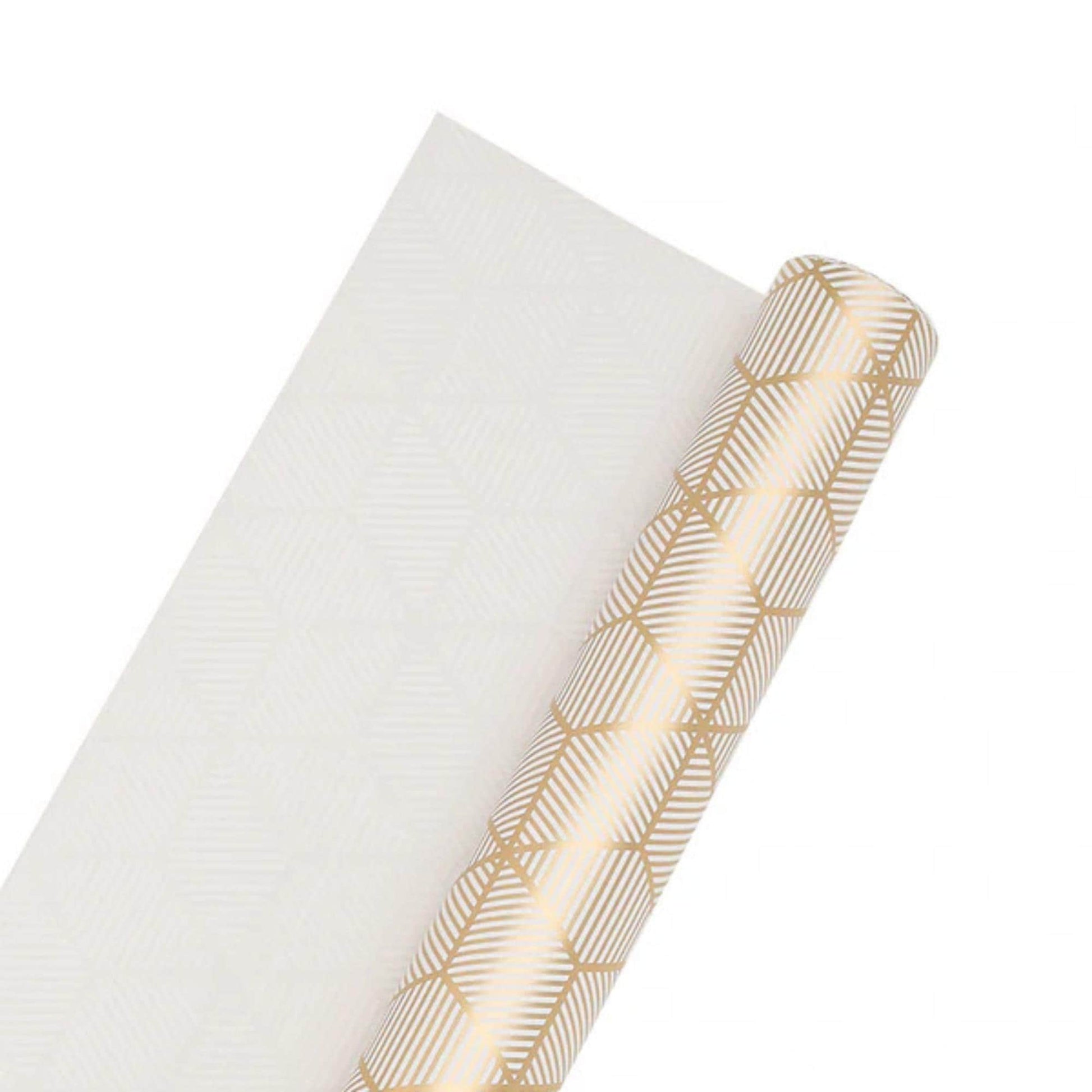 30" x 10' White Gold Geometric Wrapping Paper, White and Gold Wrapping Paper