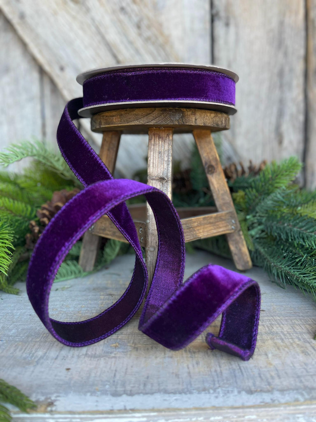 1" Purple Velvet Luster Ribbon, Farrisilk Ribbon, Halloween Velvet Ribbon