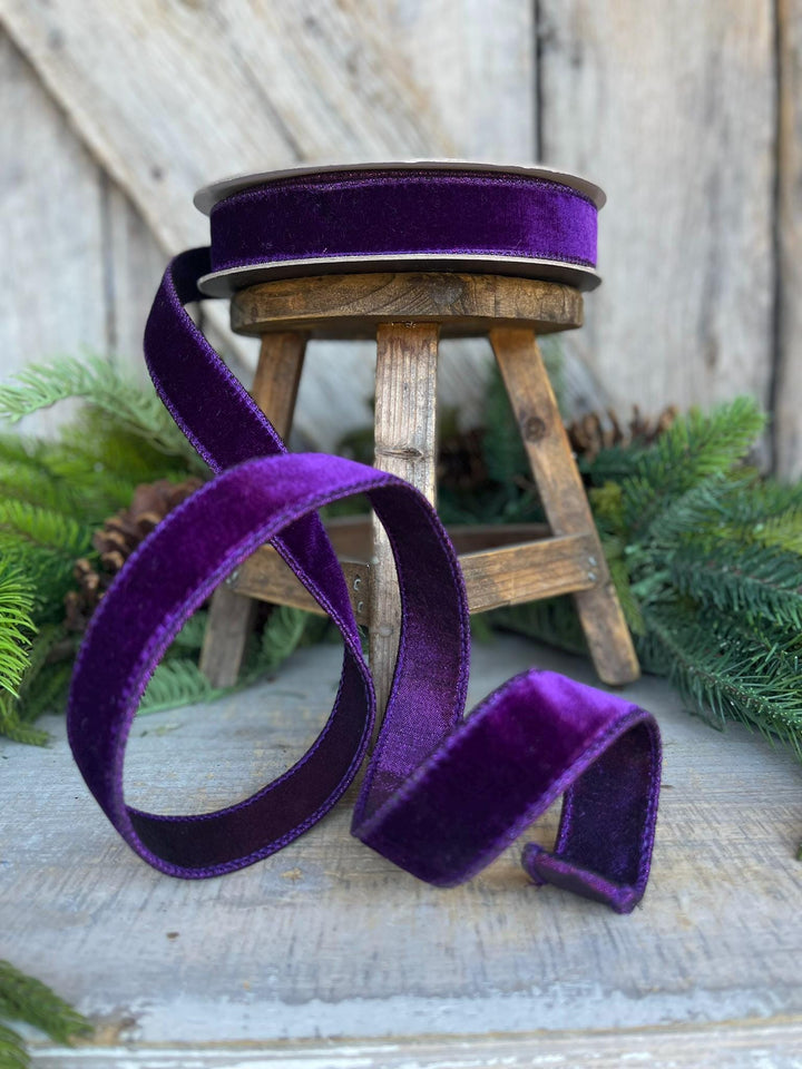 1" Purple Velvet Luster Ribbon, Farrisilk Ribbon, Halloween Velvet Ribbon