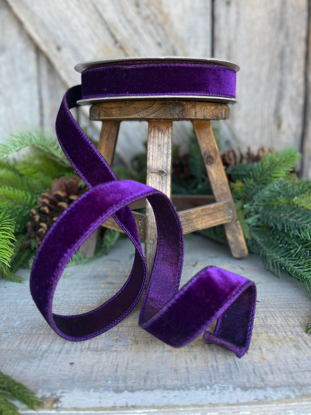 1" Purple Velvet Luster Ribbon, Farrisilk Ribbon, Halloween Velvet Ribbon