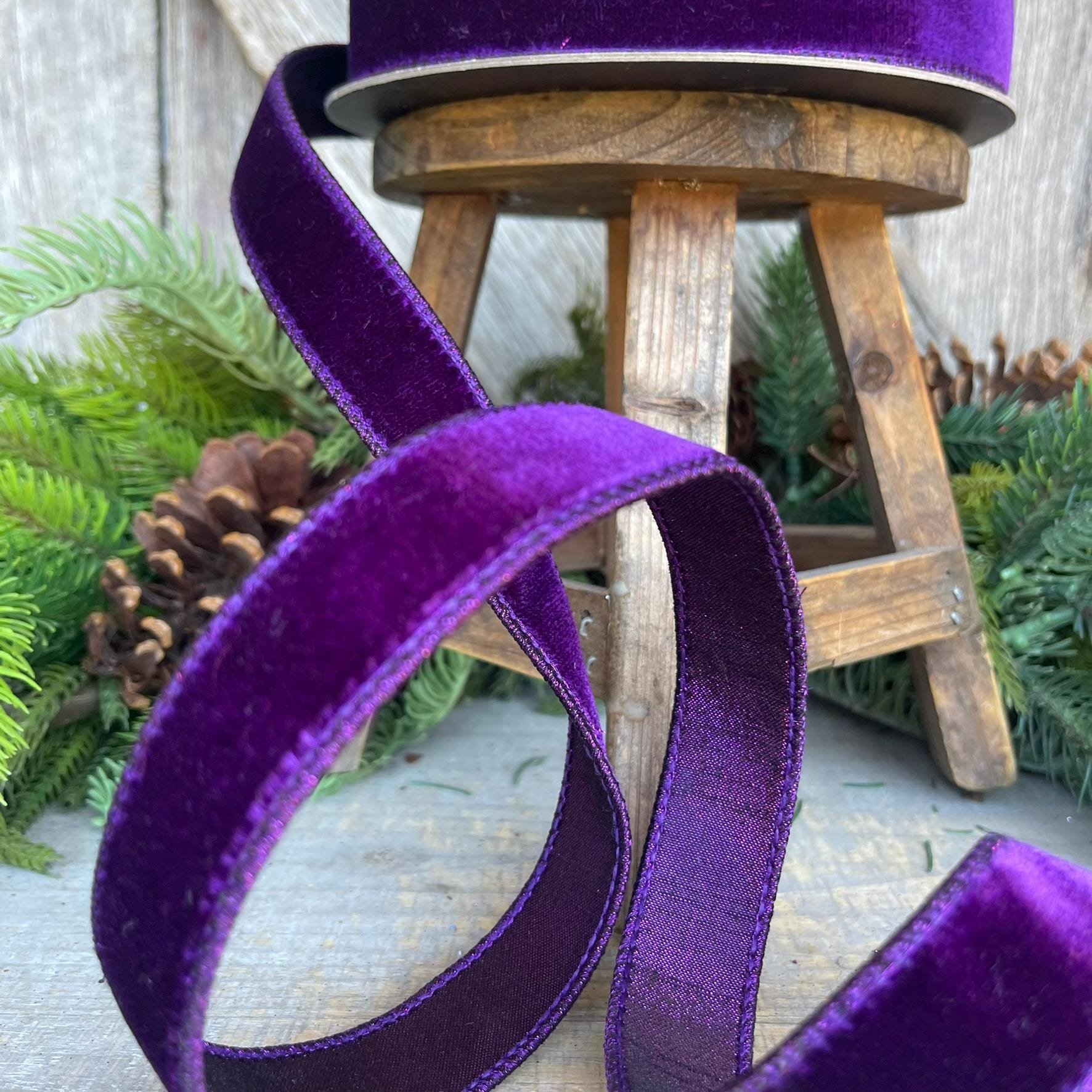 1" Purple Velvet Luster Ribbon, Farrisilk Ribbon, spring Velvet Ribbon