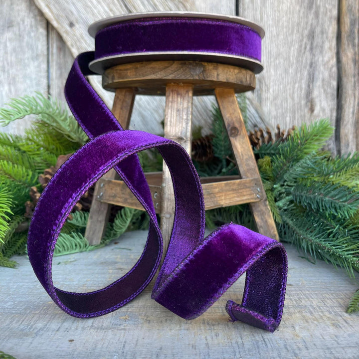 1" Purple Velvet Luster Ribbon, Farrisilk Ribbon, Halloween Velvet Ribbon