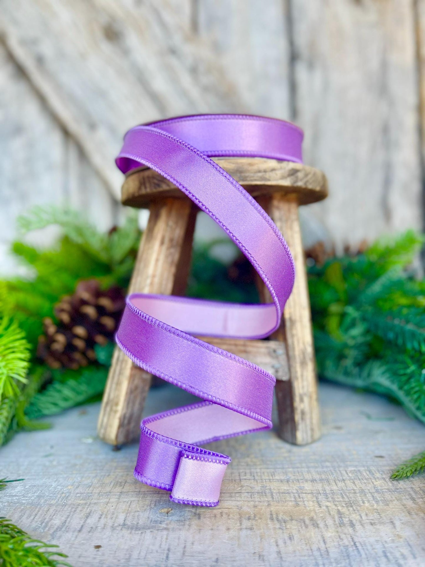 1" Purple Lavender Pink Wired Ribbon, Farrisilk Ribbon, Satin Ribbon