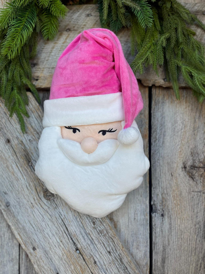 15" Pink Santa Ornament, Pink Santa Wreath Attachment, Plush Pink Santa Head