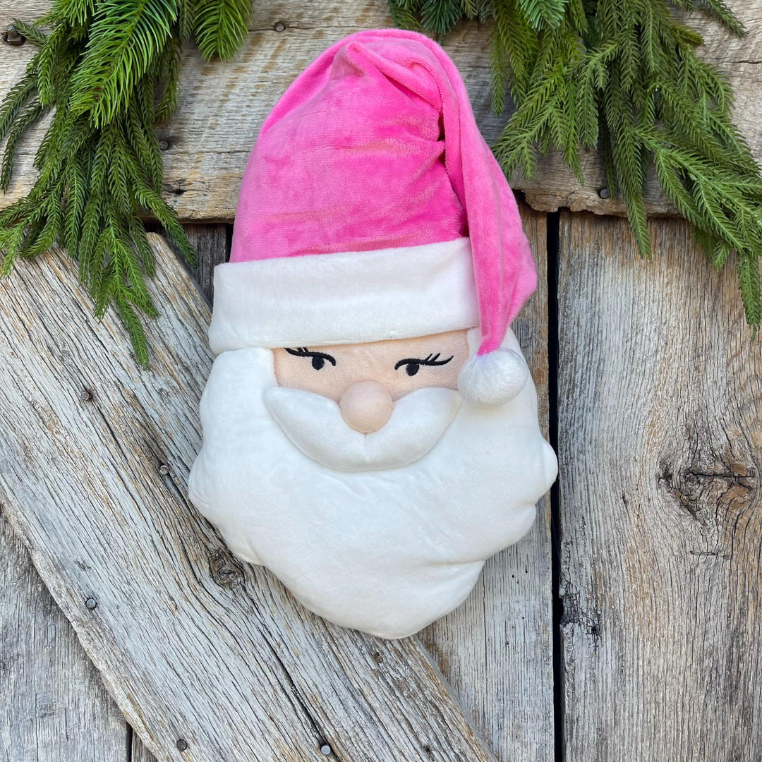 15" Pink Santa Ornament, Pink Santa Wreath Attachment, Plush Pink Santa Head