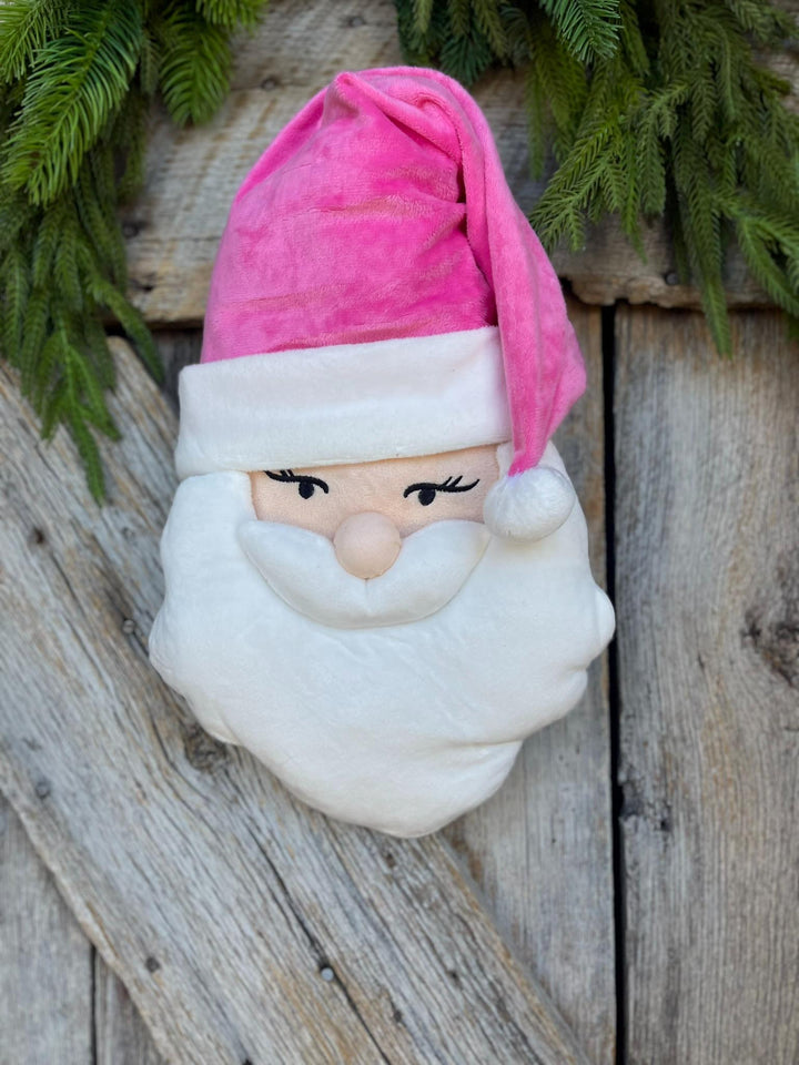 15" Pink Santa Ornament, Pink Santa Wreath Attachment, Plush Pink Santa Head