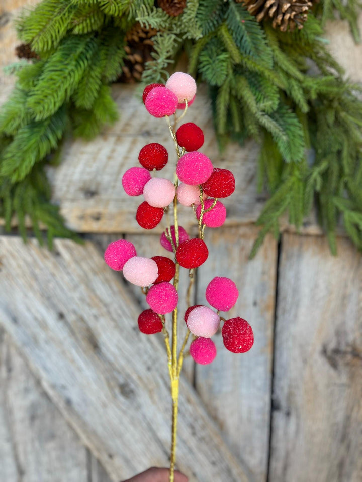 26" Pink Red Ball Spray, Pink Christmas Ball Spray, Pinkmas Tree Spray
