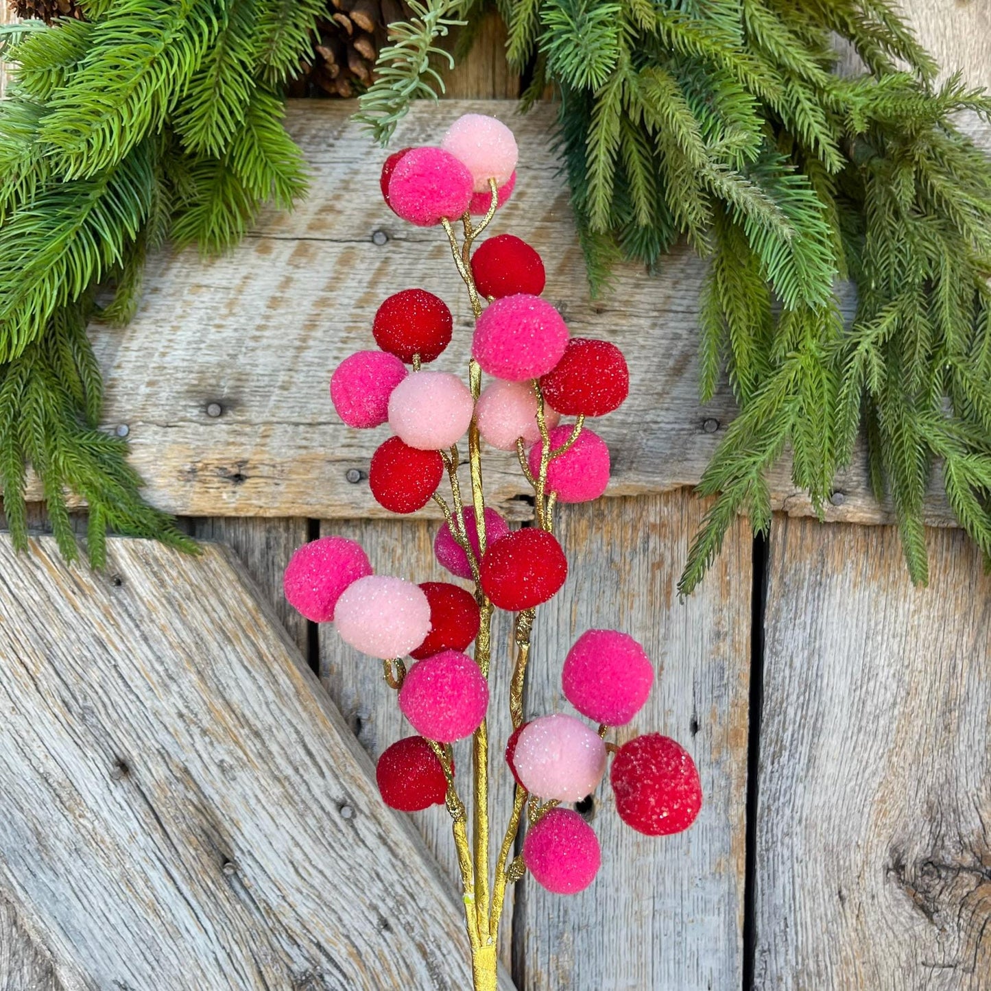 26" Pink Red Ball Spray, Pink Christmas Ball Spray, Pinkmas Tree Spray