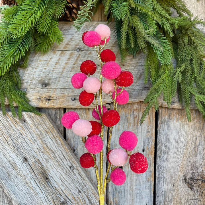 26" Pink Red Ball Spray, Pink Christmas Ball Spray, Pinkmas Tree Spray