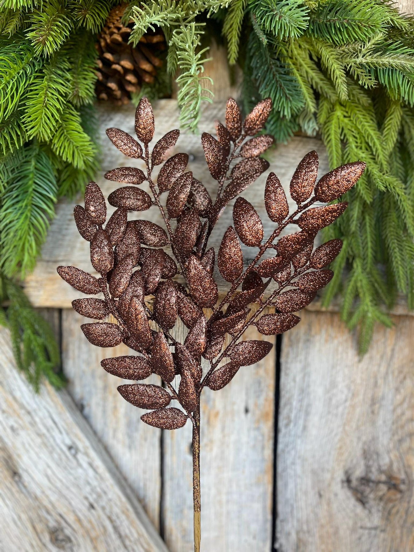 22" Chocolate Brown Honey Locust Spray, Christmas Spray, Christmas Tree Spray