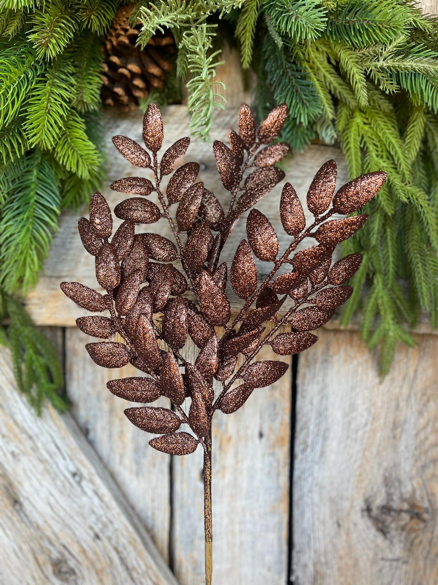 22" Chocolate Brown Honey Locust Spray, Christmas Spray, Christmas Tree Spray