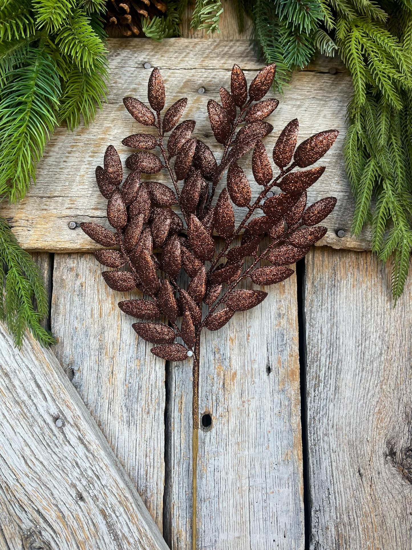 22" Chocolate Brown Honey Locust Spray, Christmas Spray, Christmas Tree Spray