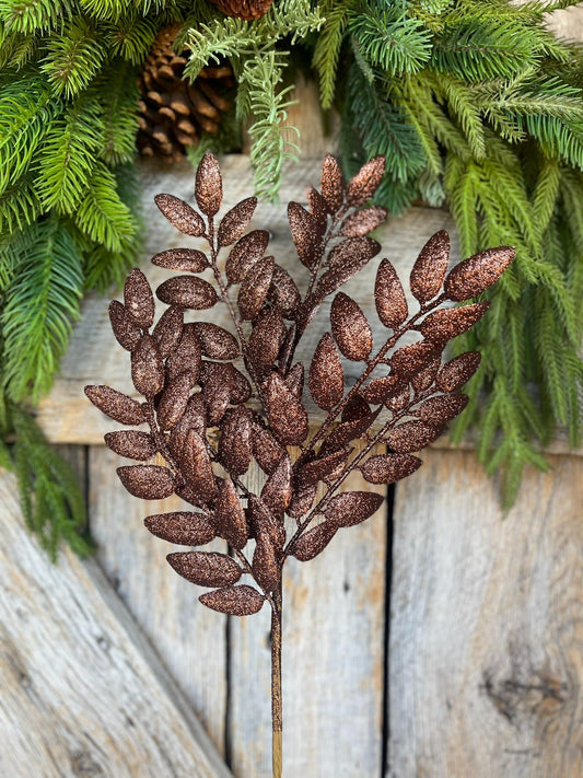 22" Chocolate Brown Honey Locust Spray, Christmas Spray, Christmas Tree Spray