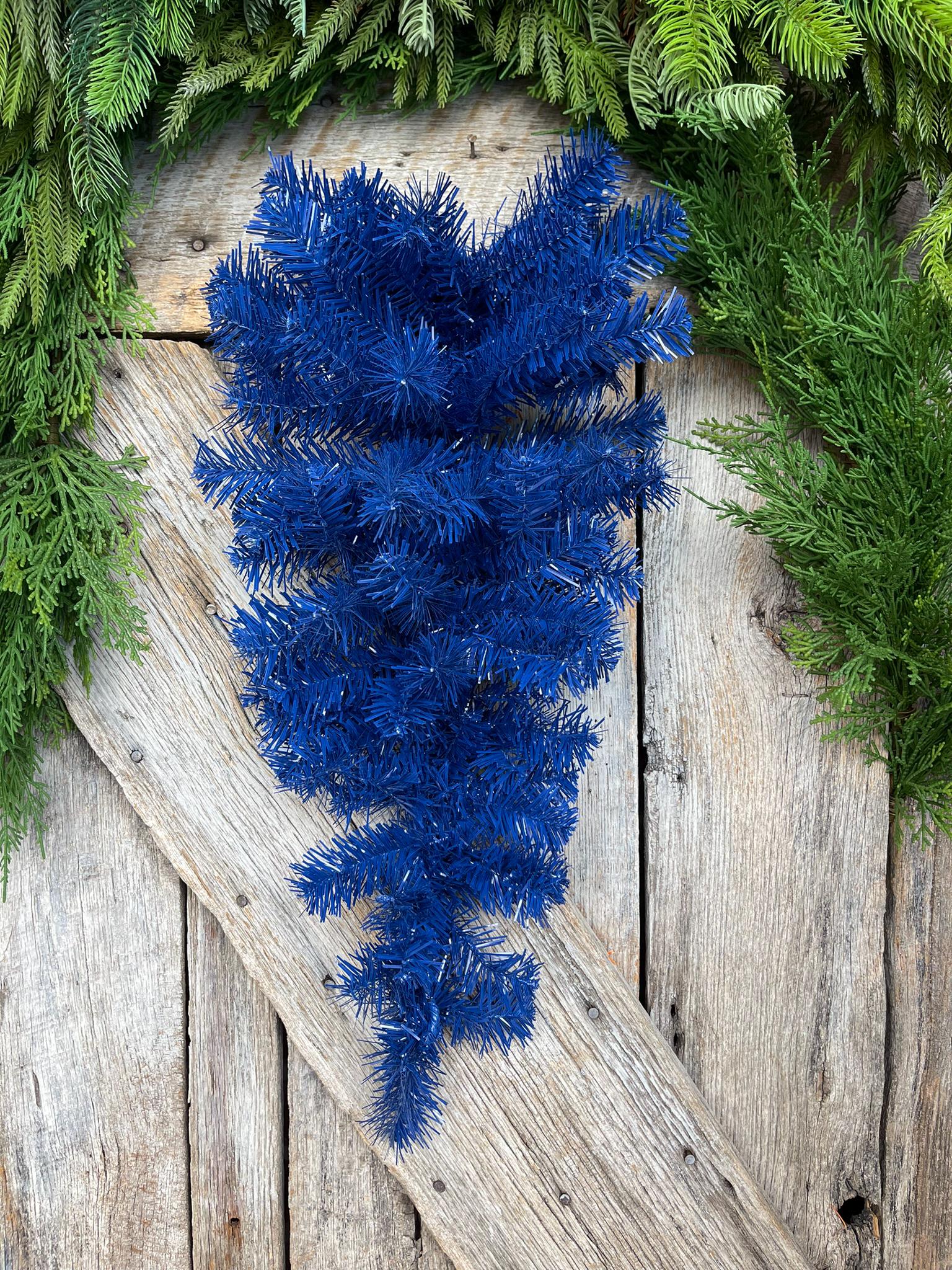 24" Blue Teardrop Swag, Artificial Pine Swag, Wreath Base