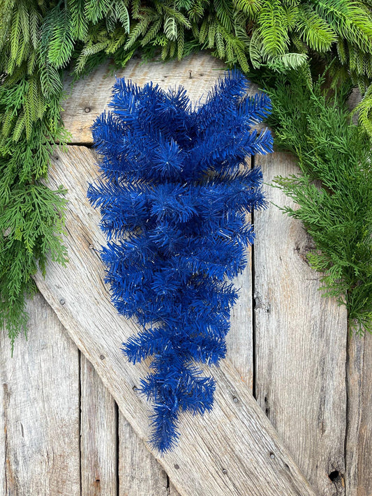 24" Blue Teardrop Swag, Artificial Pine Swag, Wreath Base