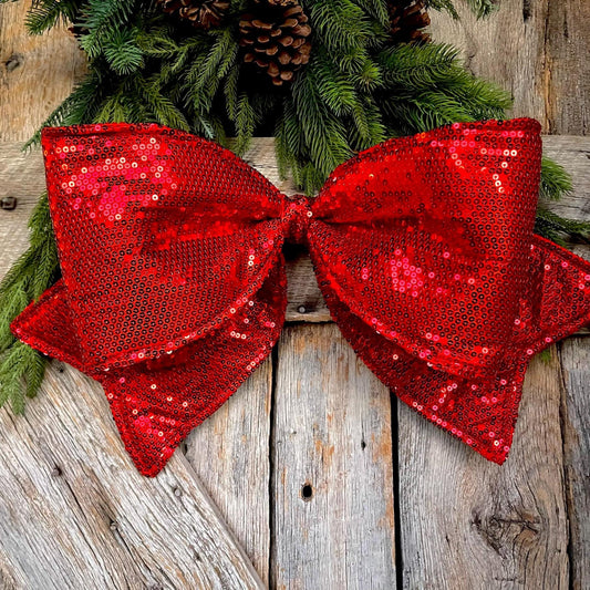 24" Red Sequin Bow, Farrisilk Bow