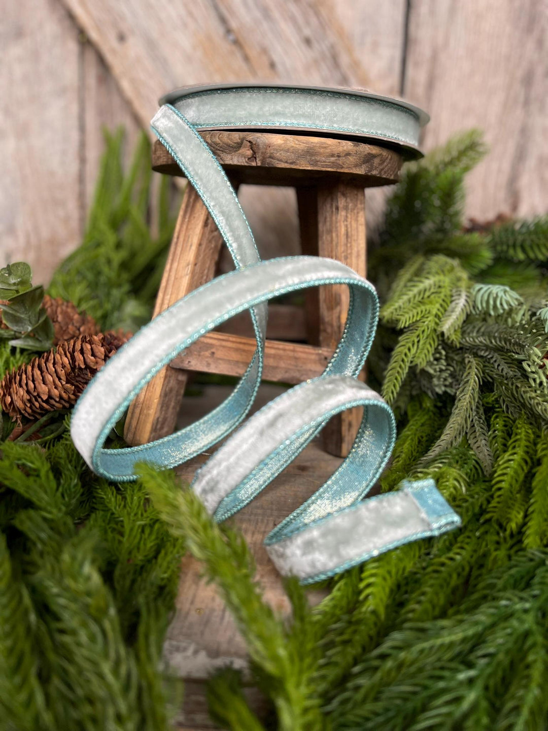 3/4" Light Blue Velvet Luster, Farrisilk Ribbon, Blue Velvet Ribbon