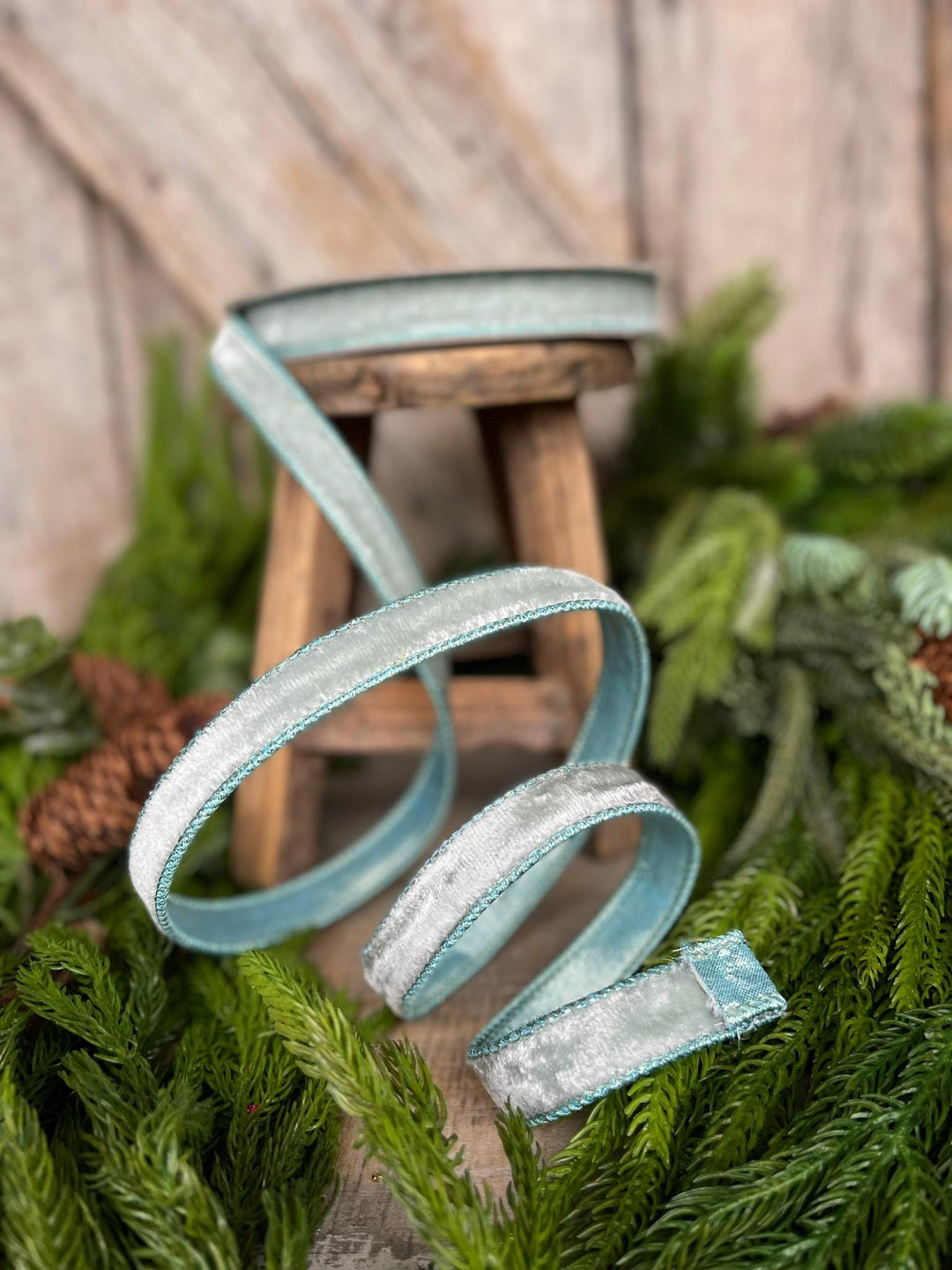 3/4" Light Blue Velvet Luster, Farrisilk Ribbon, Blue Velvet Ribbon