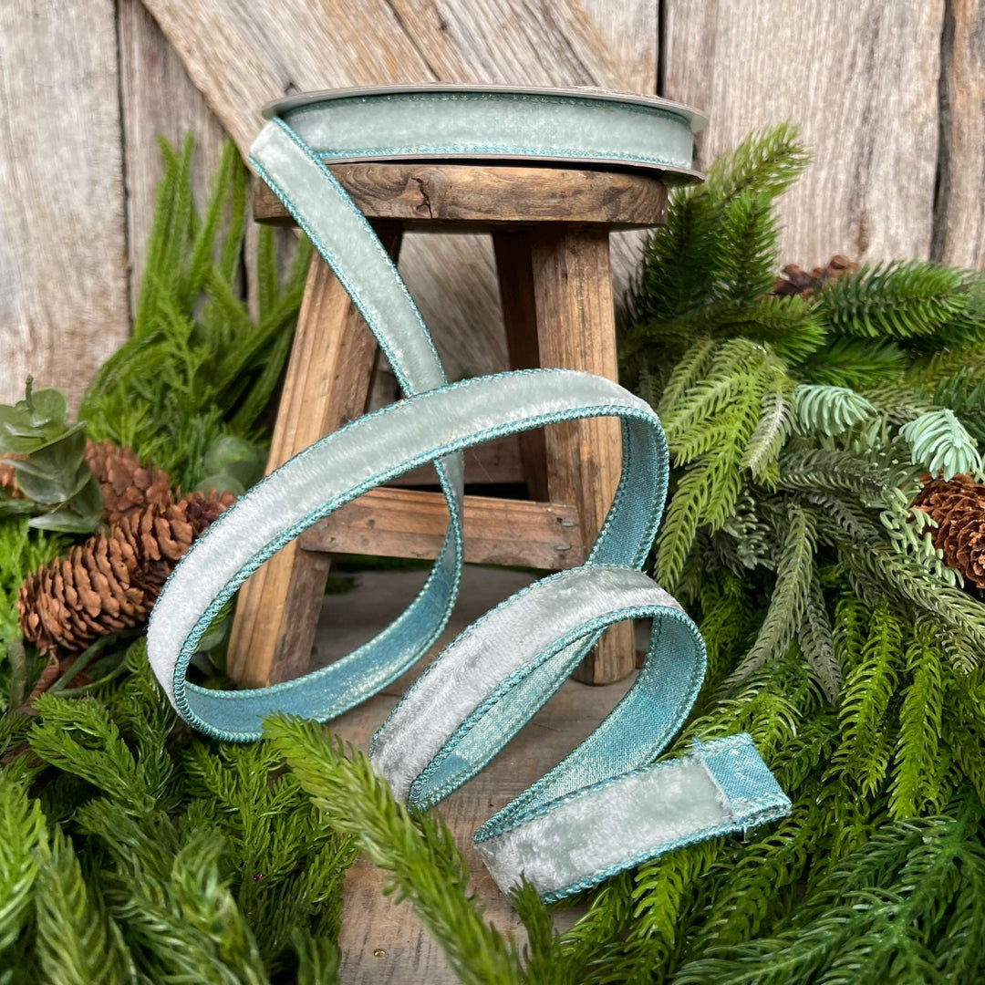3/4" Light Blue Velvet Luster, Farrisilk Ribbon, Blue Velvet Ribbon