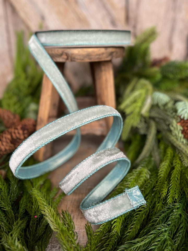3/4" Light Blue Velvet Luster, Farrisilk Ribbon, Blue Velvet Ribbon