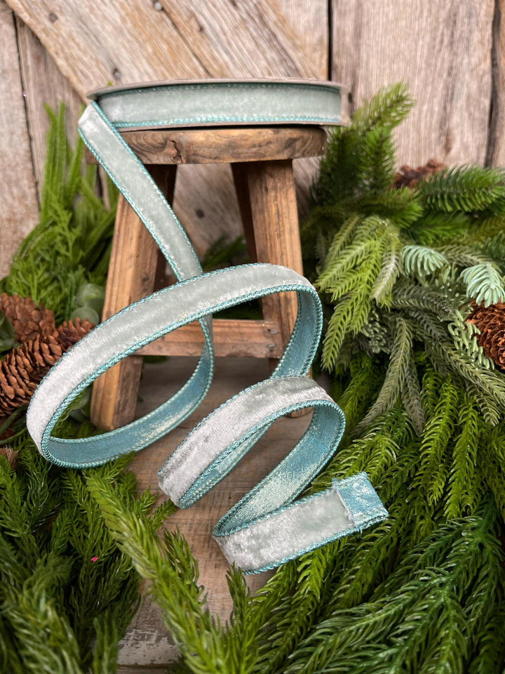 3/4" Light Blue Velvet Luster, Farrisilk Ribbon, Blue Velvet Ribbon