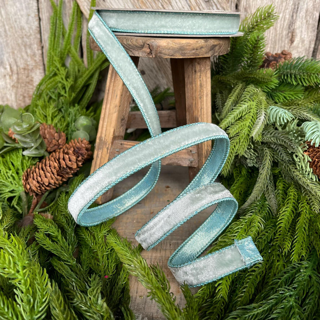 3/4" Light Blue Velvet Luster, Farrisilk Ribbon, Blue Velvet Ribbon