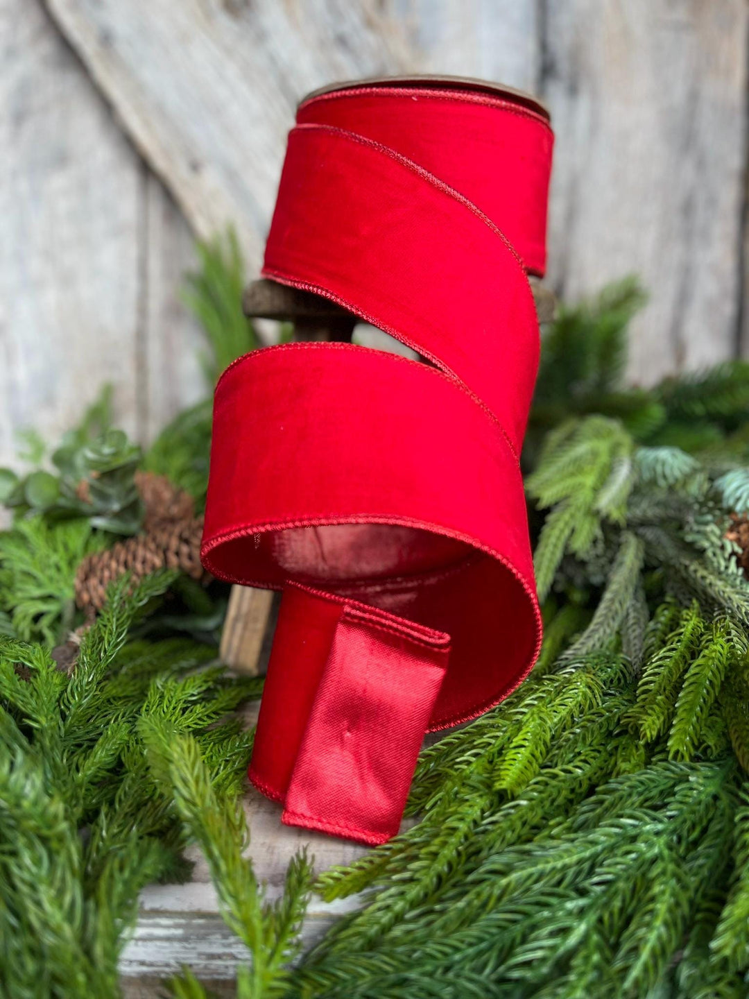 2.5" Red Velvet Ribbon, Christmas Tree Ribbon, Wreath Ribbon