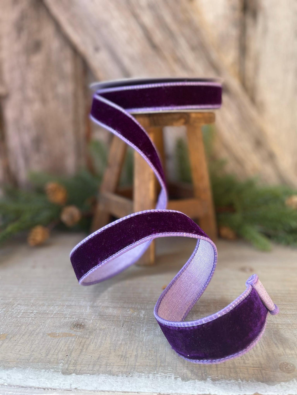 1" Purple Violet Velvet Ribbon, Farrisilk Ribbon, 2 Tone Ribbon