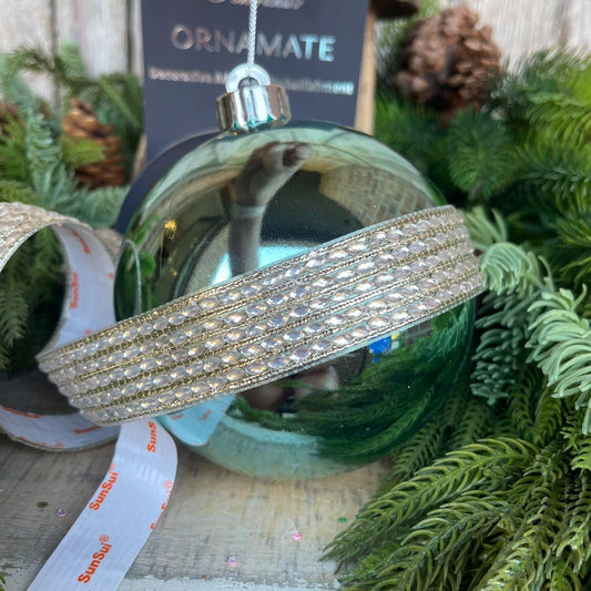 1" Platinum Queen Victoria Ornamate, Farrisilk Stick On Jewels, Platinum Gold Self Adhesive Jewel Tape