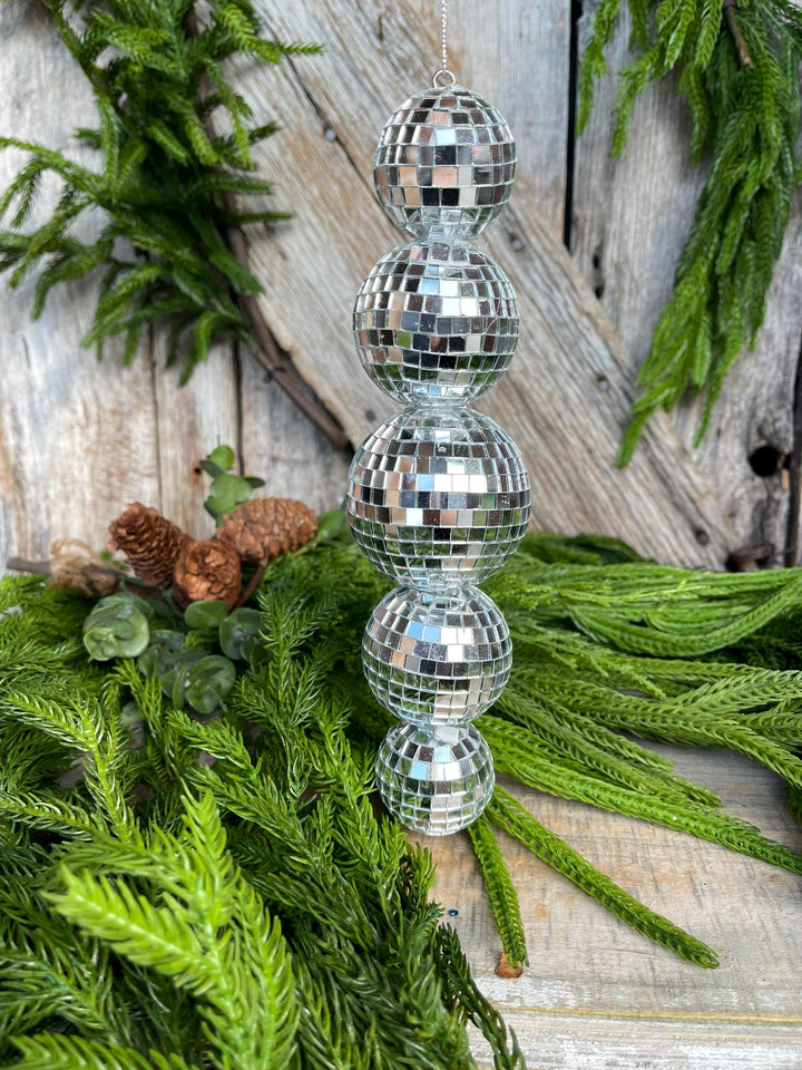 9" Disco Ornament, Mirror Ball Ornament, Silver Disco Ornament