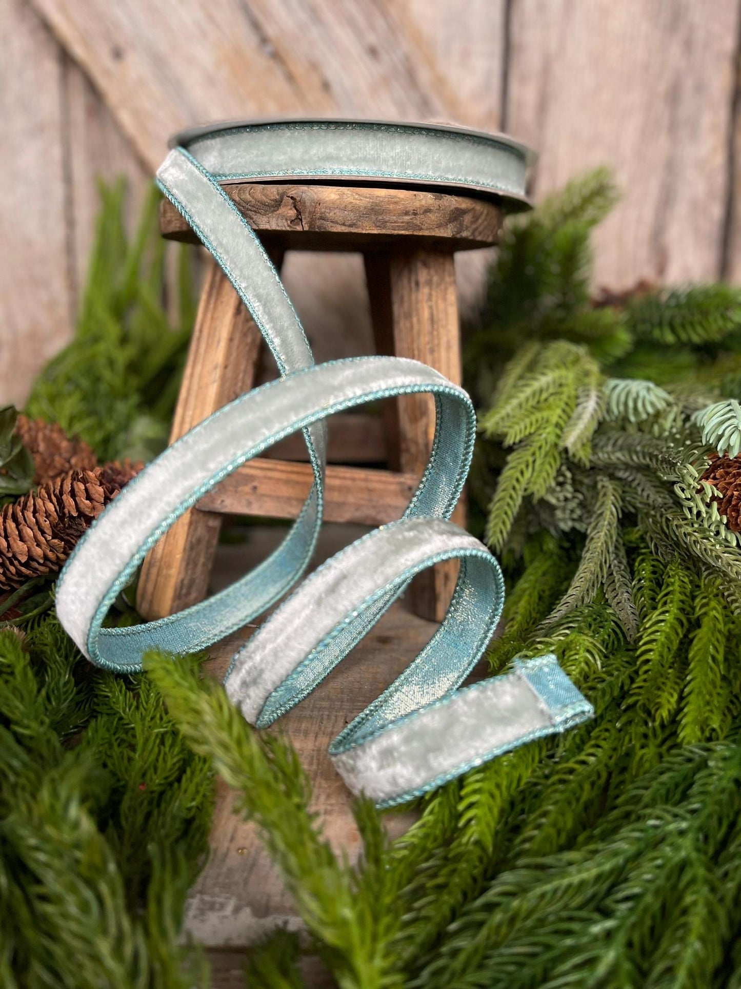 3/4" Light Blue Velvet Luster, Farrisilk Ribbon, Blue Velvet Ribbon