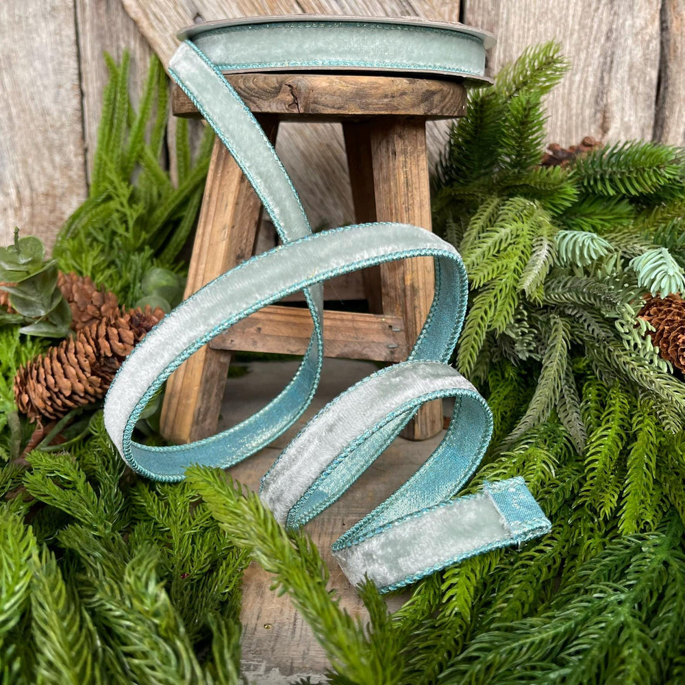 3/4" Light Blue Velvet Luster, Farrisilk Ribbon, Blue Velvet Ribbon