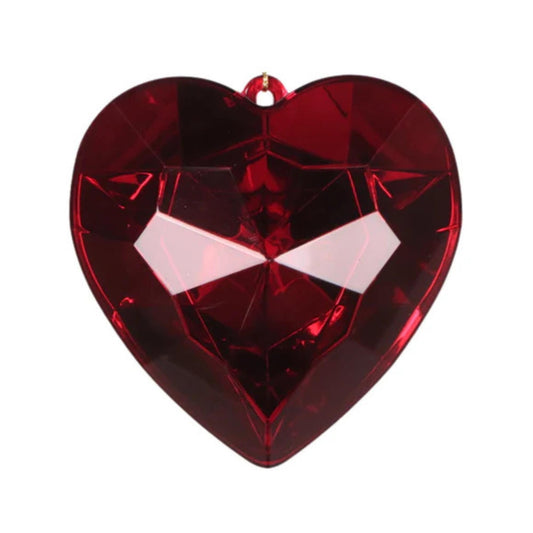 8" Ruby Heart Jewel Ornament, Farrisilk Heart Ornament, Valentine Heart