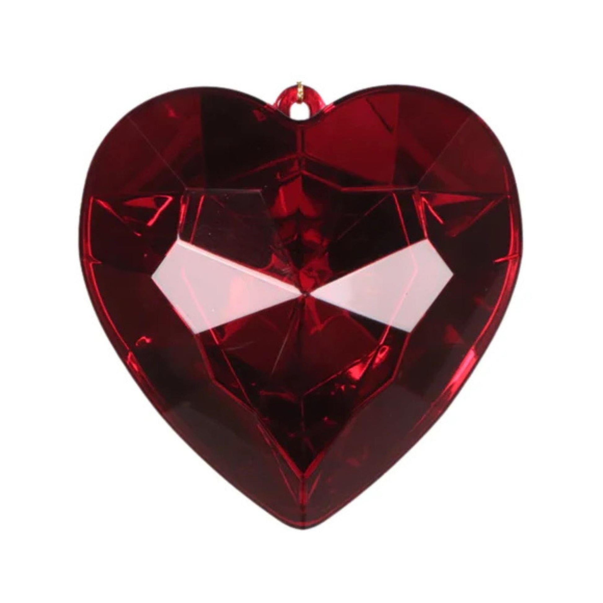 8" Ruby Heart Jewel Ornament, Farrisilk Heart Ornament, Valentine Heart