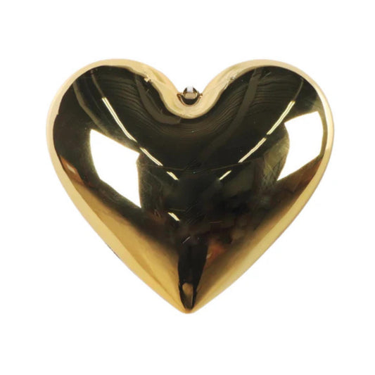8" Gold Heart Ornament, Farrisilk Heart Ornament, Valentine Heart