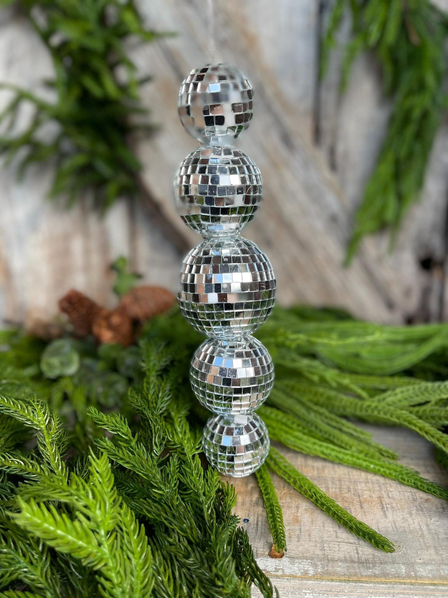 9" Disco Ornament, Mirror Ball Ornament, Silver Disco Ornament