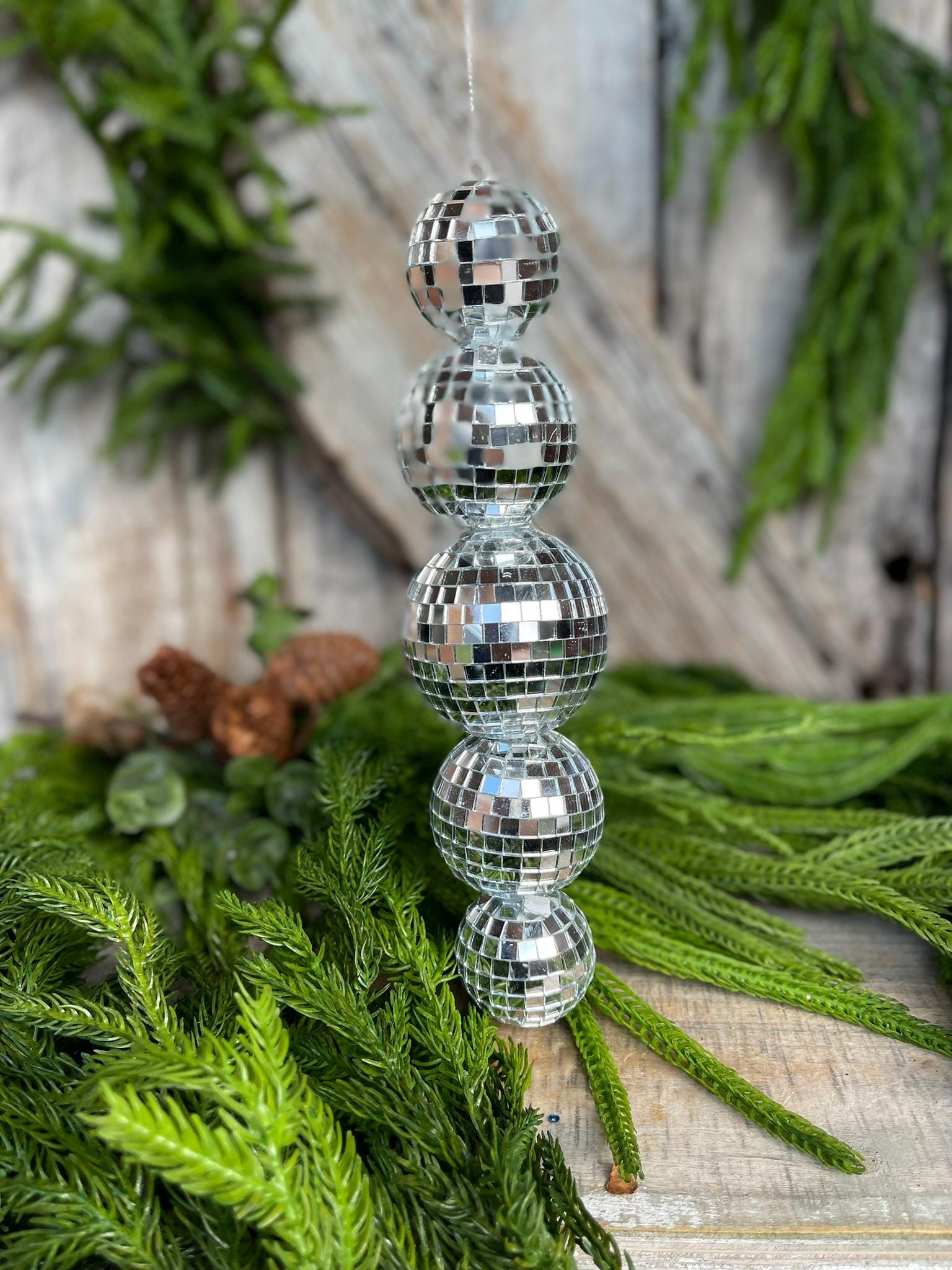 9" Disco Ornament, Mirror Ball Ornament, Silver Disco Ornament