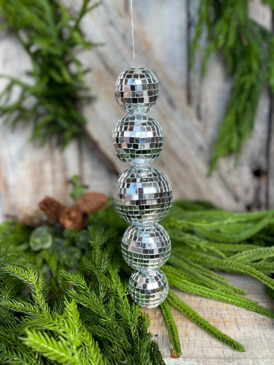 9" Disco Ornament, Mirror Ball Ornament, Silver Disco Ornament