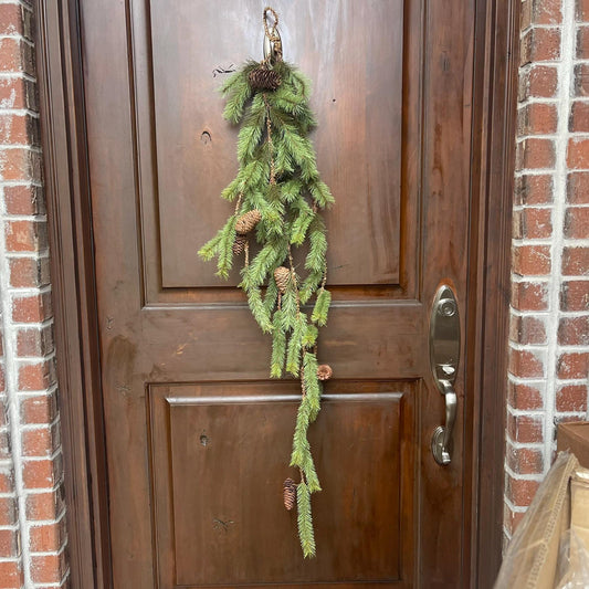 48" Long Needle Pine Hanging Swag, Christmas Pine Swag, Pinecone Swag