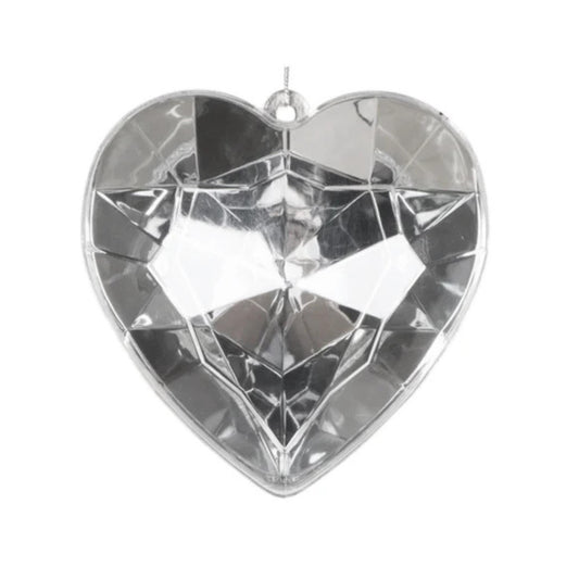 8" Clear Heart Jewel Ornament, Farrisilk Heart Ornament, Valentine Heart