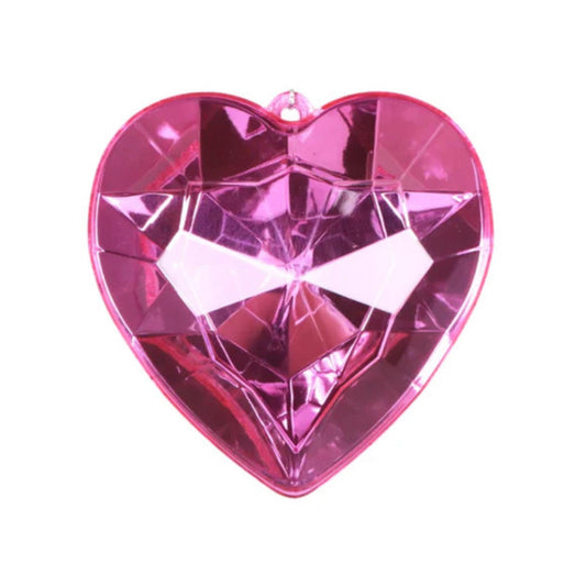 8" Bubblegum Pink Heart Jewel Ornament, Farrisilk Heart Ornament, Valentine Heart