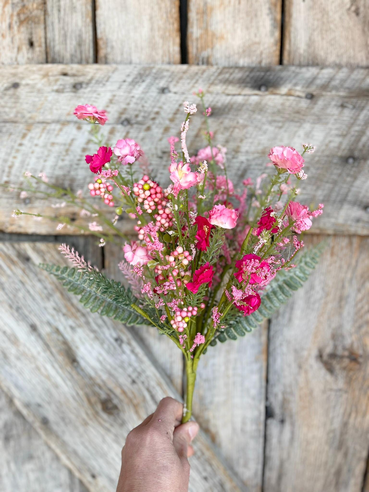 20" Pink Mixed Wild Flower Bush, Floral Filler Spray, Spring Florals, Artificial Floral Spray, Wreath Supply, Floral Supply, 64847-PKBTY