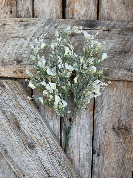 21.5" Flocked Mini Calla Greenery Bush, Artificial Greenery, Spring Greenery,Everyday Greenery Bush