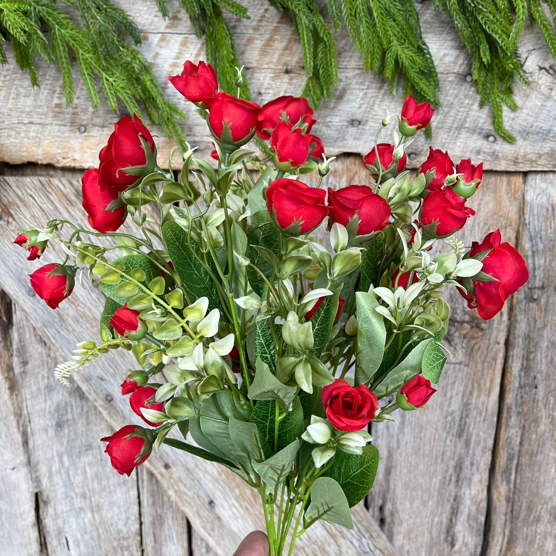 22" Red Rose Bush, Artificial Rose Bush, Red Roses, Red Rose Buds, Wreath Supply, Floral Supply, REd Roses, Valentine Bush
